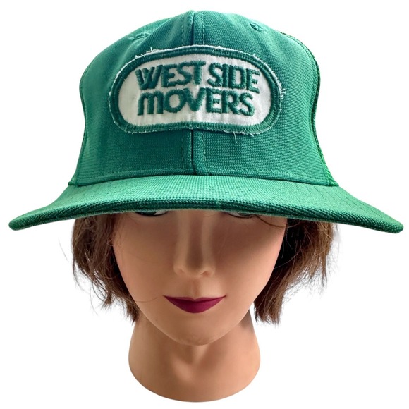 VINTAGE West Side Movers Hat Cap Snapback Green White New EraTrucker Adjustable - Picture 1 of 9